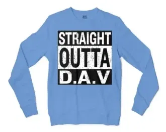 Straight Outta Dav Men/Unisex Long Sleeve T-Shirt in Carolina Blue Color