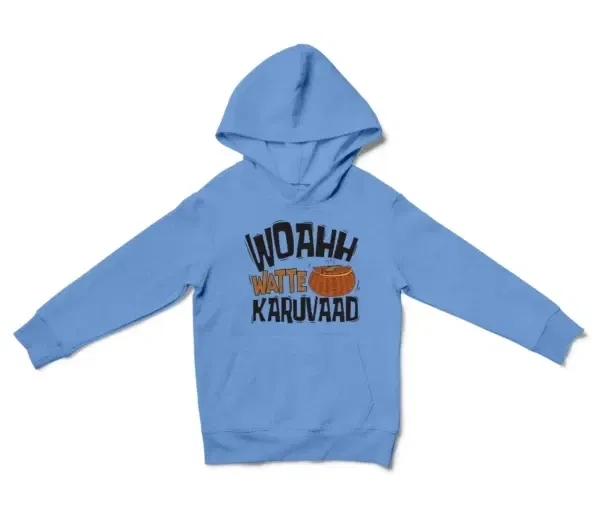 Woahh!! Watte Karuvaad Unisex Youth Hoodie in Carolina Blue Color