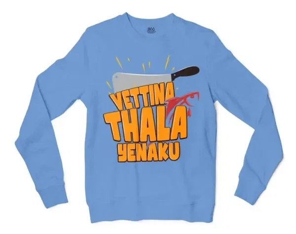 Vettina Thala Yenaku Men/Unisex Long Sleeve T-Shirt in Carolina Blue Color