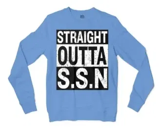 Straight Outta Ssn University Men/Unisex Long Sleeve T-Shirt in Carolina Blue Color