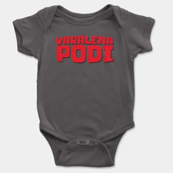 Varalena Podi Short Sleeve Baby Onesie in Charcoal Color