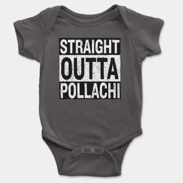 Straight Outta Pollachi Short Sleeve Baby Onesie in Charcoal Color