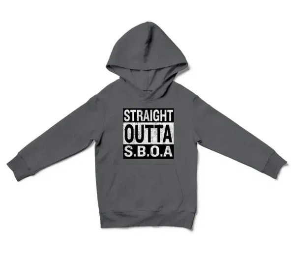 Straight Outta Sboa Unisex Youth Hoodie in Charcoal Color