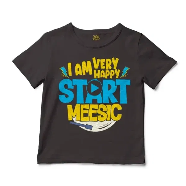 I Am Very Happy… Start Meesic Unisex Toddler T-Shirt in Charcoal Color