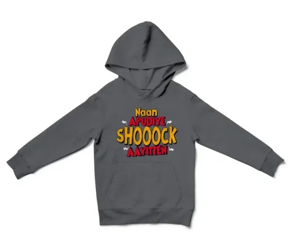 Naan Apudiye Shoooock Aayitten Unisex Youth Hoodie in Charcoal Color