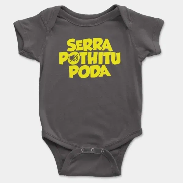 Serra Pothitu Poda Short Sleeve Baby Onesie in Charcoal Color