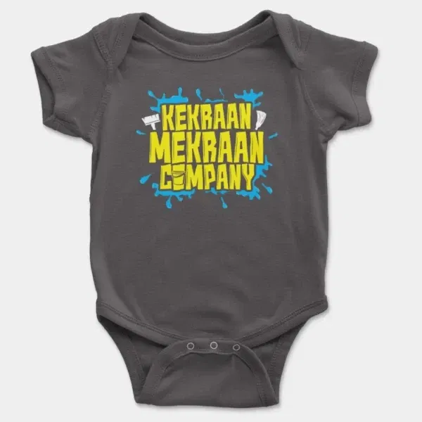 Kekraan Mekraan Company Short Sleeve Baby Onesie in Charcoal Color