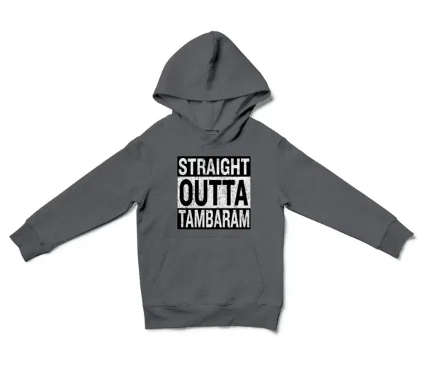 Straight Outta Tambaram Unisex Youth Hoodie in Charcoal Color