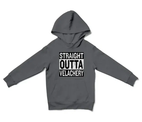 Straight Outta Velachery Unisex Youth Hoodie in Charcoal Color