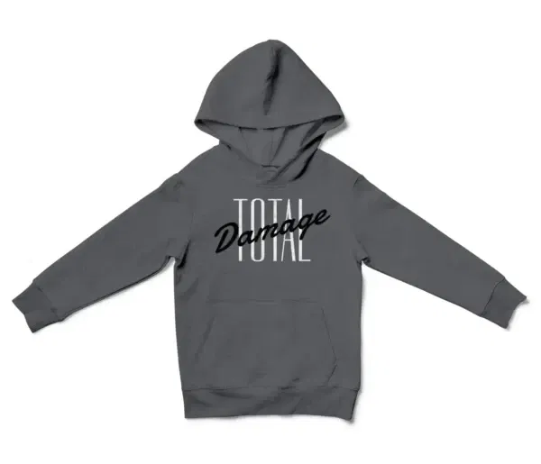 Total Damage Unisex Youth Hoodie in Charcoal Color