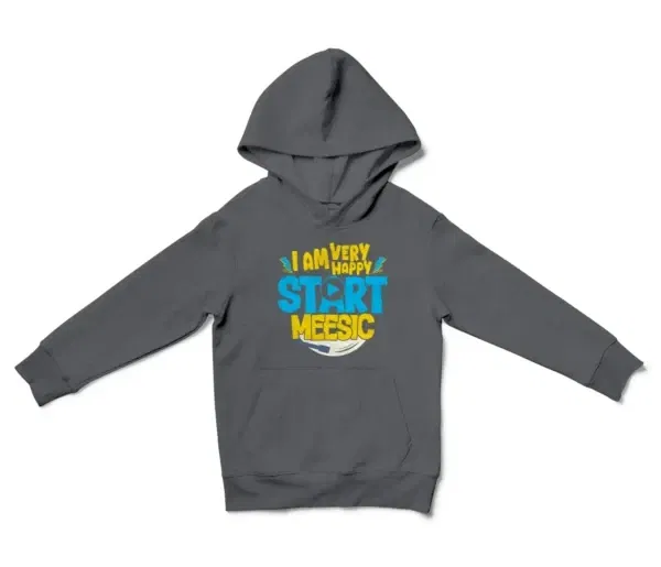 I Am Very Happy… Start Meesic Unisex Youth Hoodie in Charcoal Color