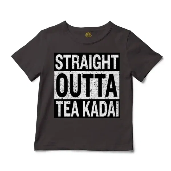 Straight Outta Tea Kadai Unisex Toddler T-Shirt in Charcoal Color