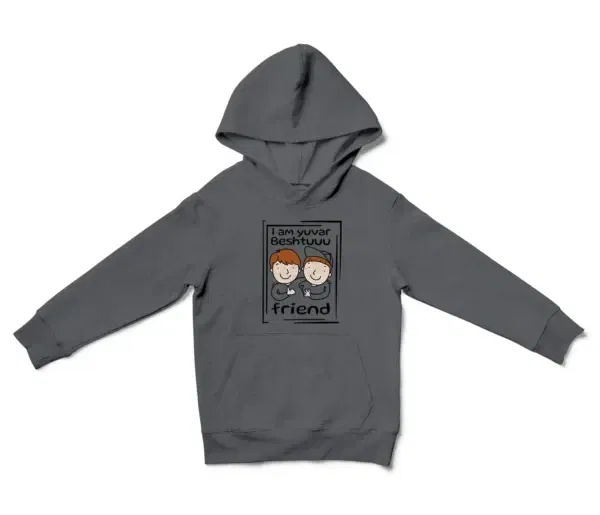 Iam Yuvar Best Friend Unisex Youth Hoodie in Charcoal Color