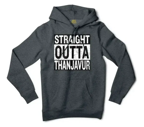 Straight Outta Thanjavur Men/Unisex Hoodie in Charcoal Heather Color