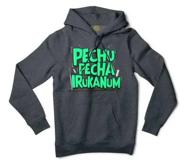 Pechu Pecha Irrukanum Men/Unisex Hoodie in Charcoal Heather Color