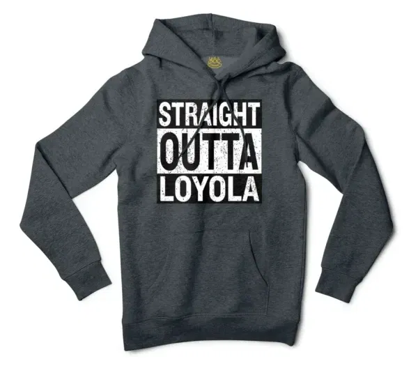 Straight Outta Loyola Men/Unisex Hoodie in Charcoal Heather Color