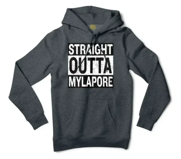 Straight Outta Mylapore Men/Unisex Hoodie in Charcoal Heather Color