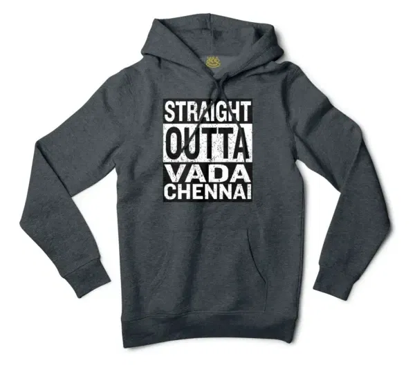 Straight Outta Vada Chennai Men/Unisex Hoodie in Charcoal Heather Color