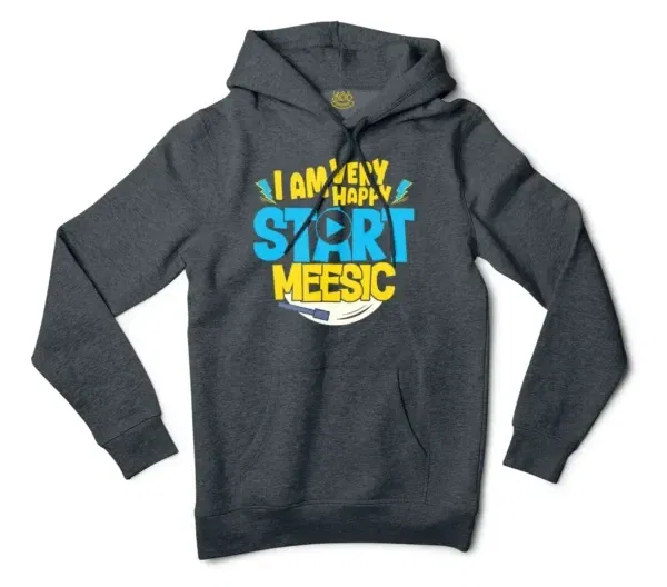 I Am Very Happy… Start Meesic Men/Unisex Hoodie in Charcoal Heather Color