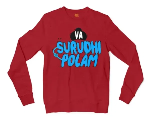 Va Surudhi Polam Men/Unisex Long Sleeve Sweatshirt in Cherry Red Color