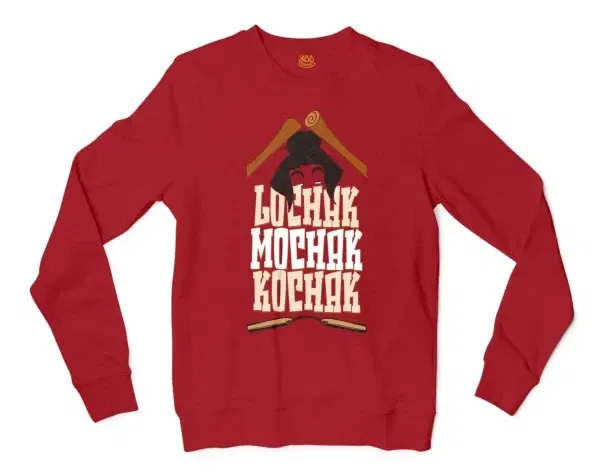 Lochak Mochak Kochak Men/Unisex Long Sleeve Sweatshirt in Cherry Red Color