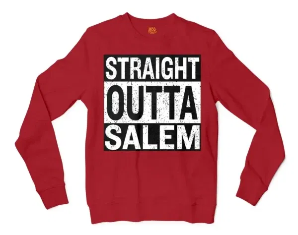 Straight Outta Salem Men/Unisex Long Sleeve Sweatshirt in Cherry Red Color