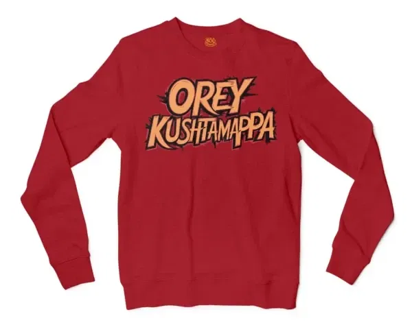 Ore Kushtamappa Men/Unisex Long Sleeve Sweatshirt in Cherry Red Color