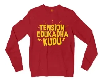 Tension Edukadha Kudu Men/Unisex Long Sleeve Sweatshirt in Cherry Red Color