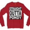 Straight Outta Pondy Men/Unisex Long Sleeve Sweatshirt in Cherry Red Color