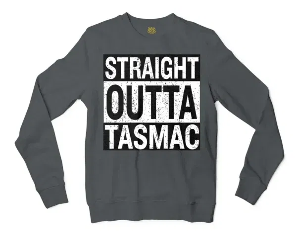 Straight Outta Tasmac Men/Unisex Long Sleeve T-Shirt in Dark Heather Color