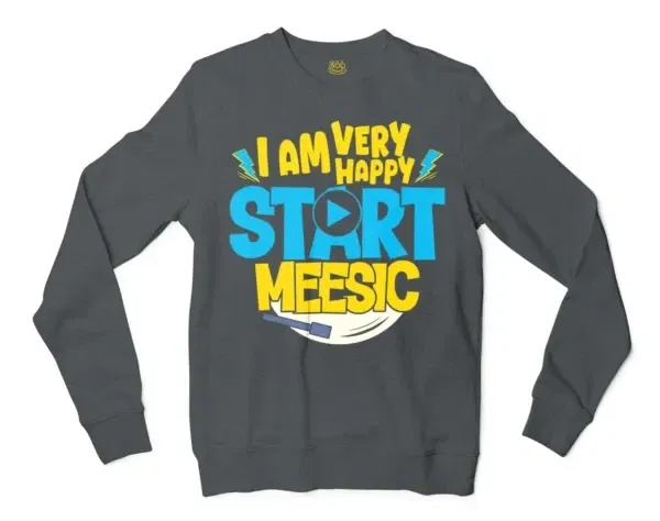 I Am Very Happy… Start Meesic Men/Unisex Long Sleeve T-Shirt in Dark Heather Color