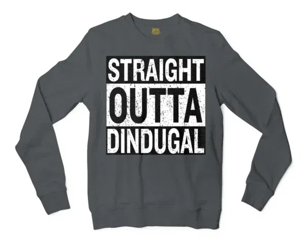 Straight Outta Dindugal Men/Unisex Long Sleeve T-Shirt in Dark Heather Color