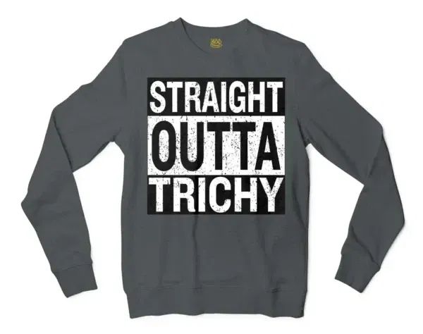 Straight Outta Trichy Men/Unisex Long Sleeve T-Shirt in Dark Heather Color