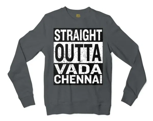 Straight Outta Vada Chennai Men/Unisex Long Sleeve T-Shirt in Dark Heather Color