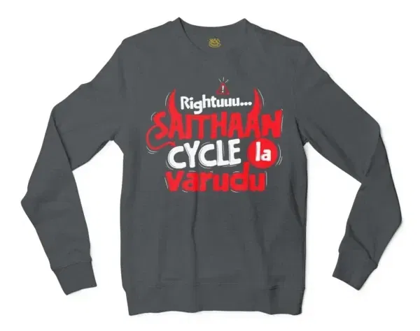 Rightuuu.. Saithaan Cycle La Varudhu Men/Unisex Long Sleeve T-Shirt in Dark Heather Color