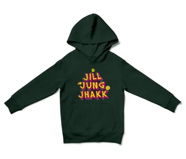 Jill Jung Jhakk Unisex Youth Hoodie in Forest Green Color