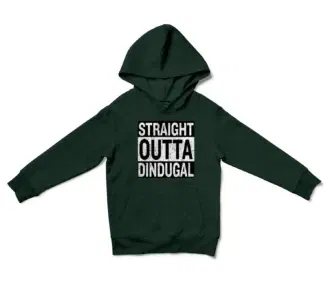 Straight Outta Dindugal Unisex Youth Hoodie in Forest Green Color