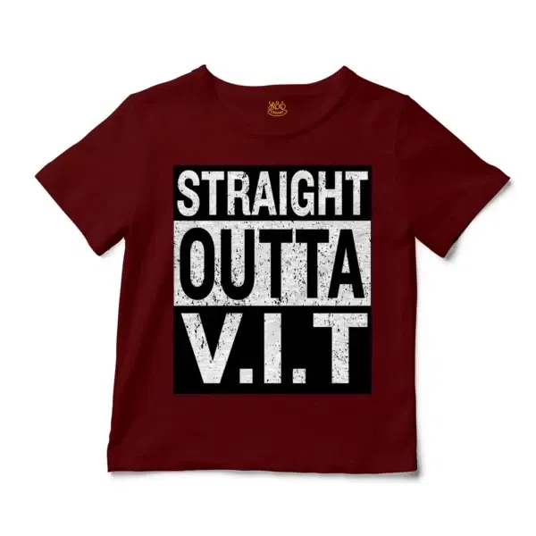 Straight Outta Vit Unisex Toddler T-Shirt in Garnet Color