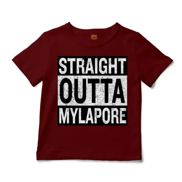 Straight Outta Mylapore Unisex Toddler T-Shirt in Garnet Color