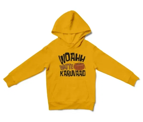 Woahh!! Watte Karuvaad Unisex Youth Hoodie in Gold Color