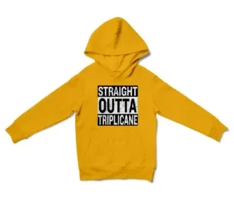 Straight Outta Triplicane Unisex Youth Hoodie in Gold Color