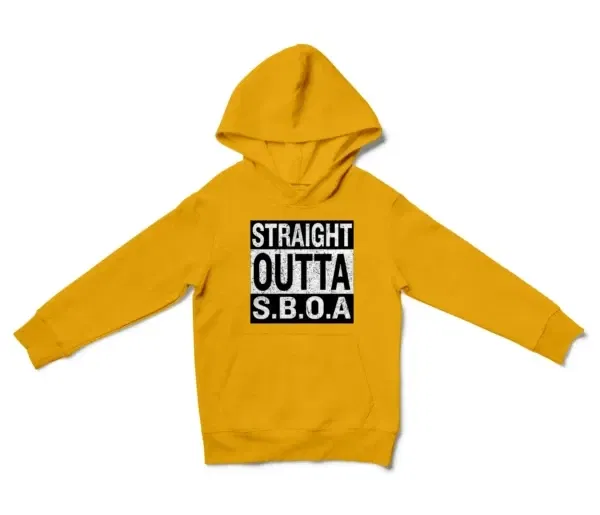 Straight Outta Sboa Unisex Youth Hoodie in Gold Color