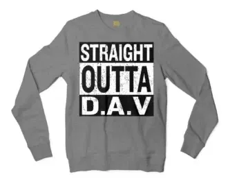 Straight Outta Dav Men/Unisex Long Sleeve Sweatshirt in Graphite Heather Color