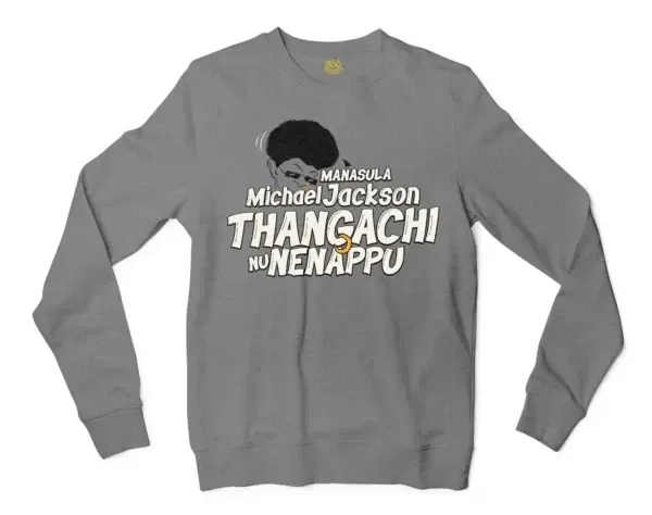 Manasula Michael Jackson Thangachi Nu Nenappu Men/Unisex Long Sleeve Sweatshirt in Graphite Heather Color