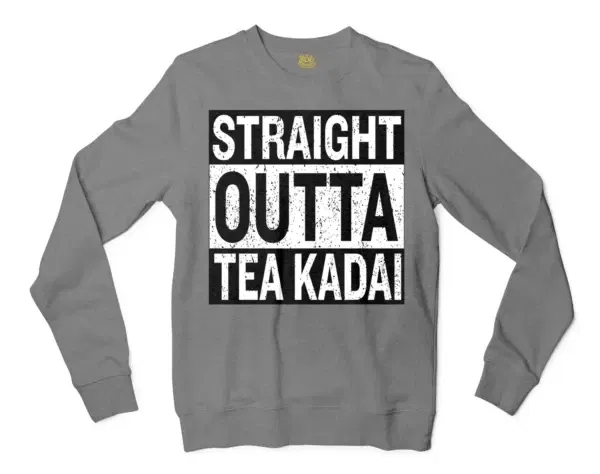 Straight Outta Tea Kadai Men/Unisex Long Sleeve Sweatshirt in Graphite Heather Color