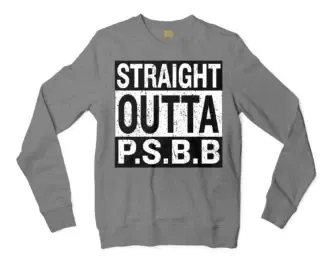 Straight Outta Psbb Men/Unisex Long Sleeve Sweatshirt in Graphite Heather Color