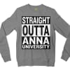 Straight Outta Anna University Men/Unisex Long Sleeve Sweatshirt in Graphite Heather Color