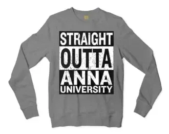 Straight Outta Anna University Men/Unisex Long Sleeve Sweatshirt in Graphite Heather Color