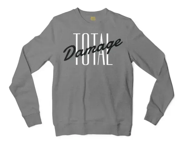 Total Damage Men/Unisex Long Sleeve Sweatshirt in Graphite Heather Color