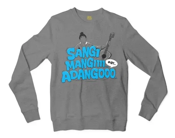 Sangi Mangiiiii….. Adangoooo Men/Unisex Long Sleeve Sweatshirt in Graphite Heather Color